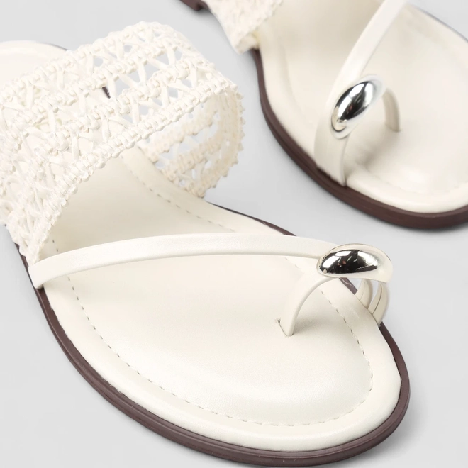 Rasteira Feminina Gabriela Tira Trama Bold Off White