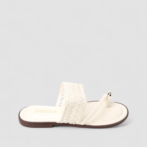 Rasteira Feminina Gabriela Tira Trama Bold Off White