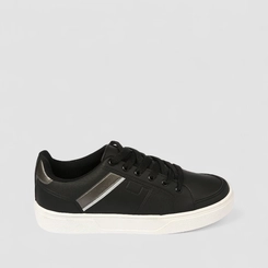 Tênis Casual Masculino Woche Detalhe Prata Preto