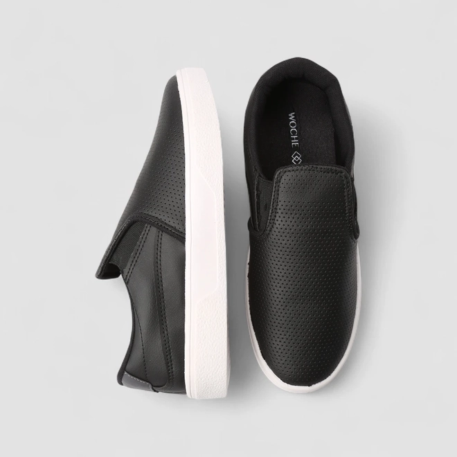 Slip On Masculino Woche Calce Fácil Perfuros Preto