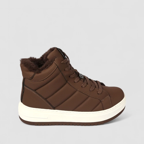 Tênis Casual Feminino Via Marte Acolchoado Peluciado Marrom