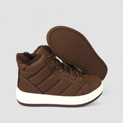 Tênis Casual Feminino Via Marte Acolchoado Peluciado Marrom