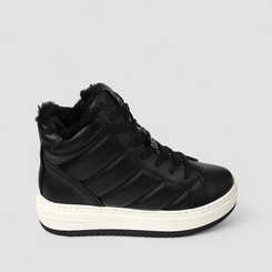 Tênis Casual Feminino Via Marte Acolchoado Peluciado Preto