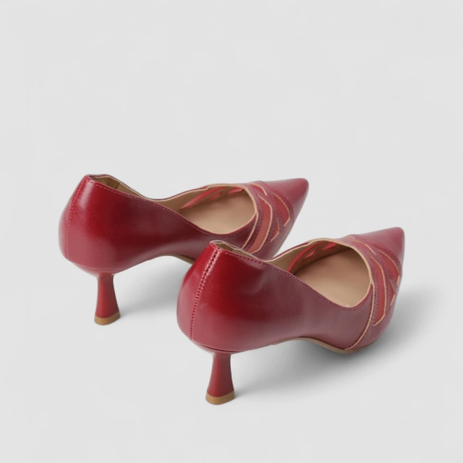 Scarpin Feminino Gabriela Salto Taça Tela Vermelho