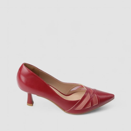 Scarpin Feminino Gabriela Salto Taça Tela Vermelho