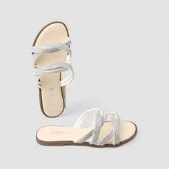 Rasteira Feminina Gabriela Strass Off White