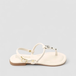 Sandália Rasteira Infantil Gabrielinha Tachas Off White