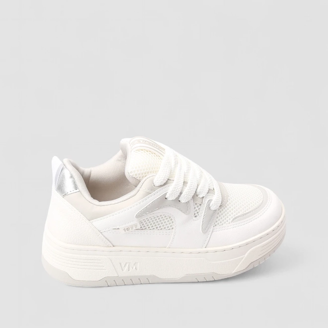 Tênis Casual Feminino Via Marte Recorte Nobuck Mesh Branco