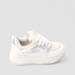Tênis Casual Feminino Via Marte Recorte Nobuck Mesh Branco