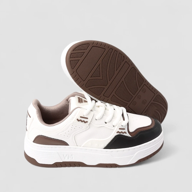 Tênis Casual Feminino Via Marte Detalhe Terrosos Branco
