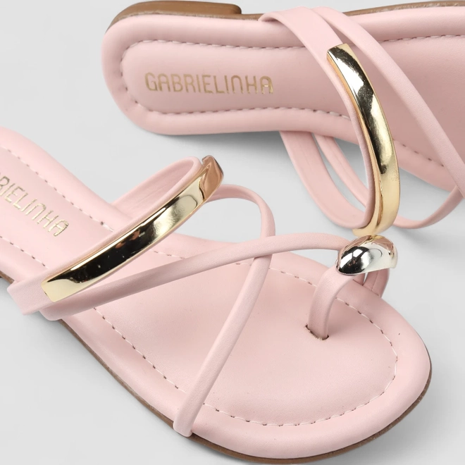 Rasteira Infantil Gabrielinha Bold Metalizado Rosa