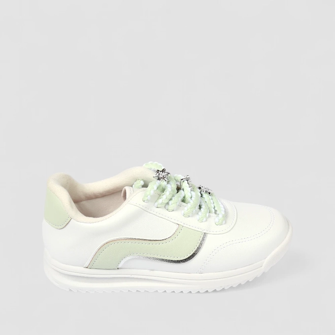 Tênis Casual Infantil Molekinha Flores Metalicas Off White
