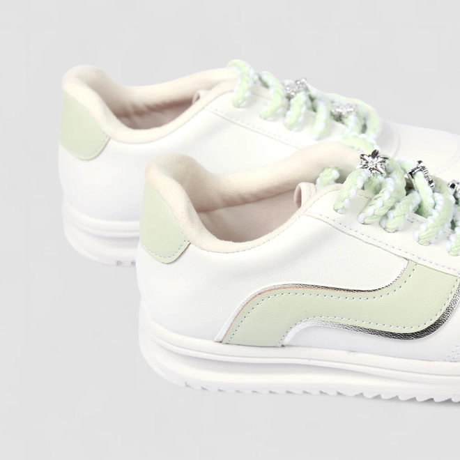 Tênis Casual Infantil Molekinha Flores Metalicas Off White