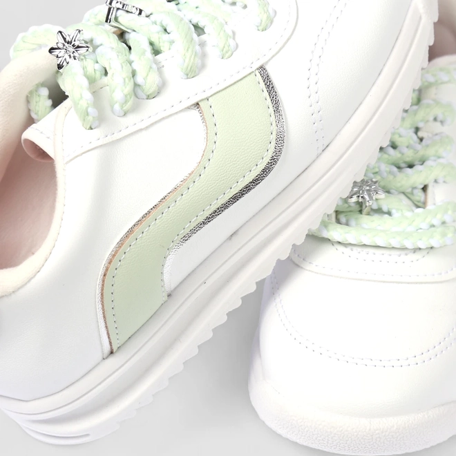 Tênis Casual Infantil Molekinha Flores Metalicas Off White