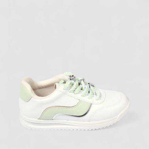 Tênis Casual Infantil Molekinha Flores Metalicas Off White