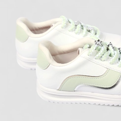 Tênis Casual Infantil Molekinha Flores Metalicas Off White