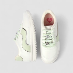 Tênis Casual Infantil Molekinha Flores Metalicas Off White