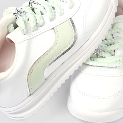 Tênis Casual Infantil Molekinha Flores Metalicas Off White