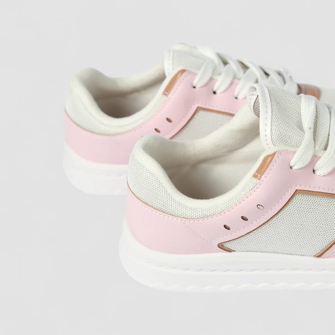 Tênis Casual Infantil Molekinha Mesh Rosa & Branco