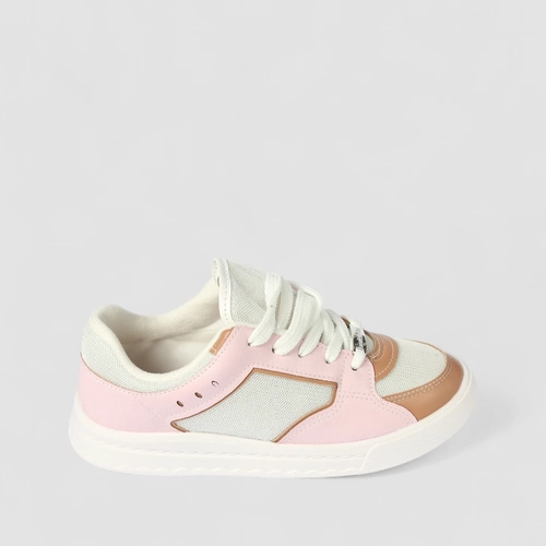 Tênis Casual Infantil Molekinha Mesh Rosa & Branco