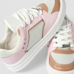 Tênis Casual Infantil Molekinha Mesh Rosa & Branco