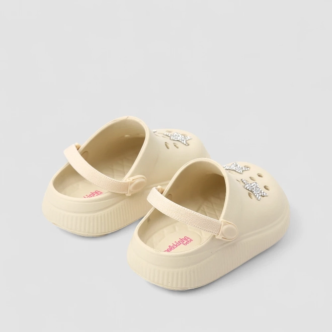 Babuche Infantil Molekinha Glitter Estrelas Brilhantes Off White