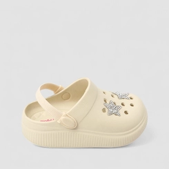 Babuche Infantil Molekinha Glitter Estrelas Brilhantes Off White