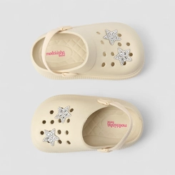 Babuche Infantil Molekinha Glitter Estrelas Brilhantes Off White