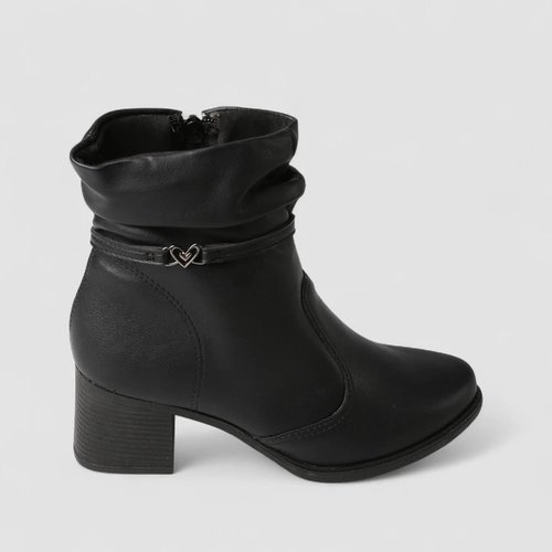 Ankle Boot Feminina Mississipi Detalhe Coração Preto