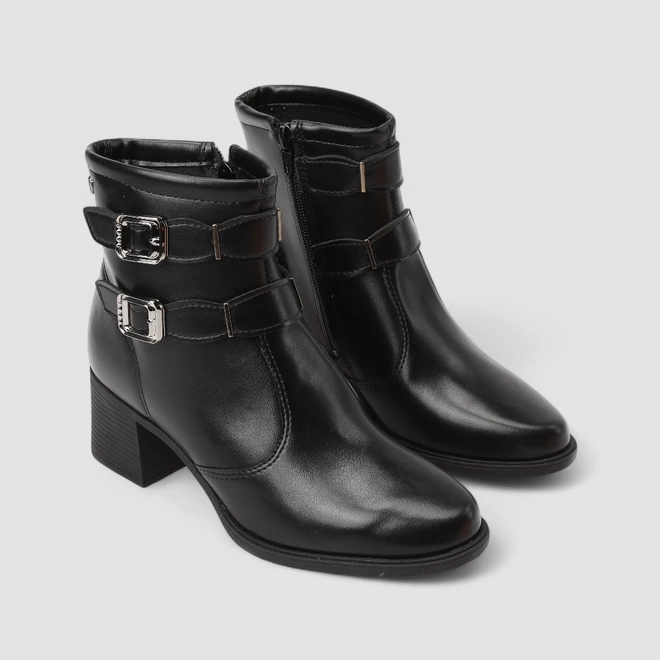 Ankle Boot Feminina Mississipi Detalhe Fivelas Preto