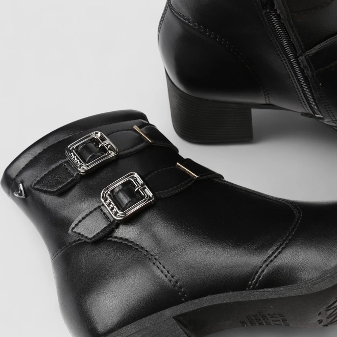 Ankle Boot Feminina Mississipi Detalhe Fivelas Preto