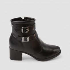 Ankle Boot Feminina Mississipi Detalhe Fivelas Preto
