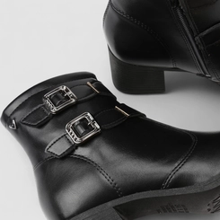 Ankle Boot Feminina Mississipi Detalhe Fivelas Preto