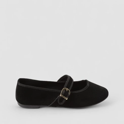 Sapatilha Boneca Feminina Gabriela Camurça Fivela Preto