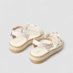 Sandália Infantil Gabrielinha Pérola Multitiras Rafia Off White