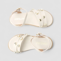 Sandália Infantil Gabrielinha Pérola Multitiras Rafia Off White