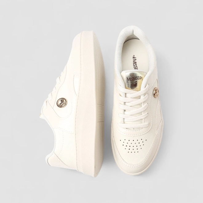Tênis Casual Feminino Mississipi Coração Off White