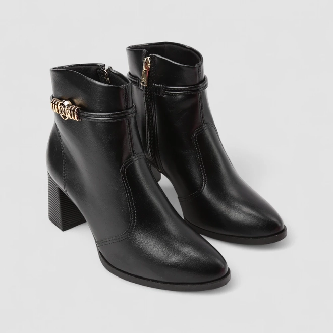 Ankle Boot Feminina Dakota Metálico Dourado Preto