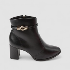 Ankle Boot Feminina Dakota Metálico Dourado Preto