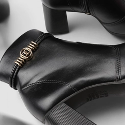 Ankle Boot Feminina Dakota Metálico Dourado Preto