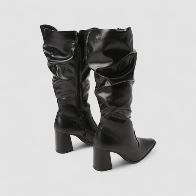 Bota Slouchy Feminina Dakota Drapeada Cano Alto Preta