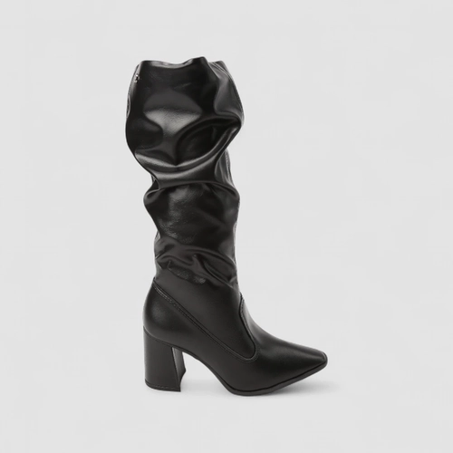 Bota Slouchy Feminina Dakota Drapeada Cano Alto Preta