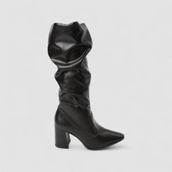 Bota Slouchy Feminina Dakota Drapeada Cano Alto Preta