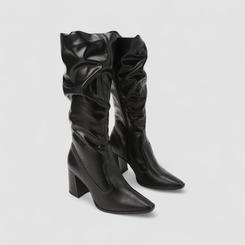 Bota Slouchy Feminina Dakota Drapeada Cano Alto Preta