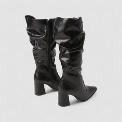 Bota Slouchy Feminina Dakota Drapeada Cano Alto Preta