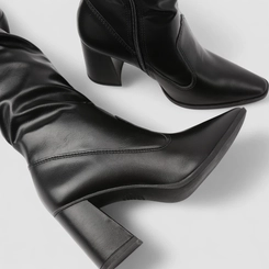Bota Slouchy Feminina Dakota Drapeada Cano Alto Preta