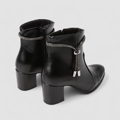 Ankle Boot Feminina Penélope Salto Bloco Strass Preto