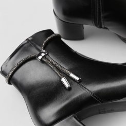 Ankle Boot Feminina Penélope Salto Bloco Strass Preto
