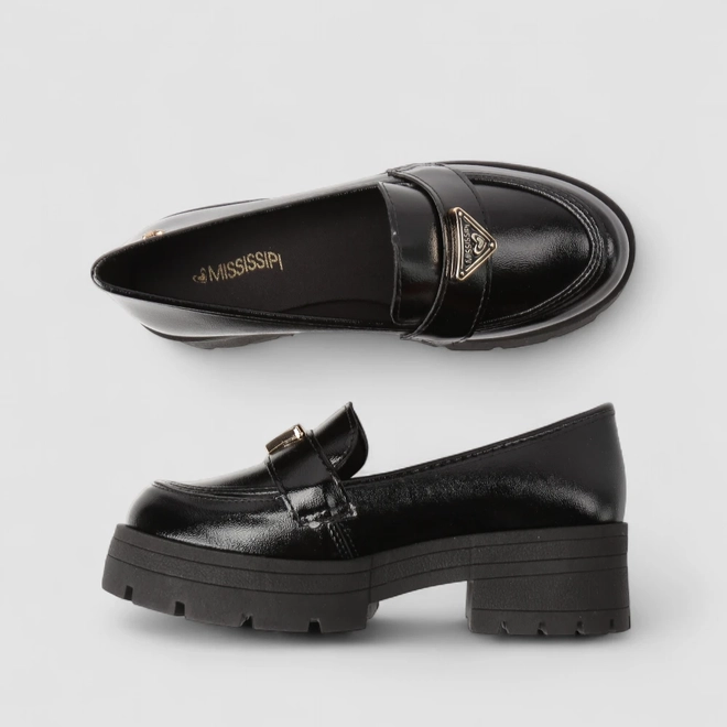 Mocassim Feminino Mississipi Verniz Tratorado Preto