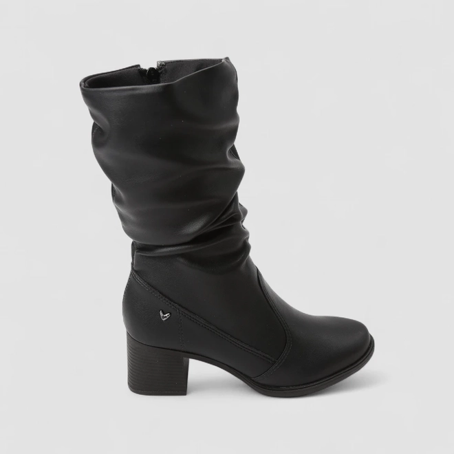 Bota Slouchy Feminina Mississipi Drapeada Cano Médio Preta